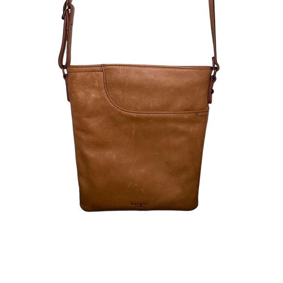 Margot New York tan brown Leather Heritage Front Pocket Crossbody, Zip Close - Picture 2 of 7